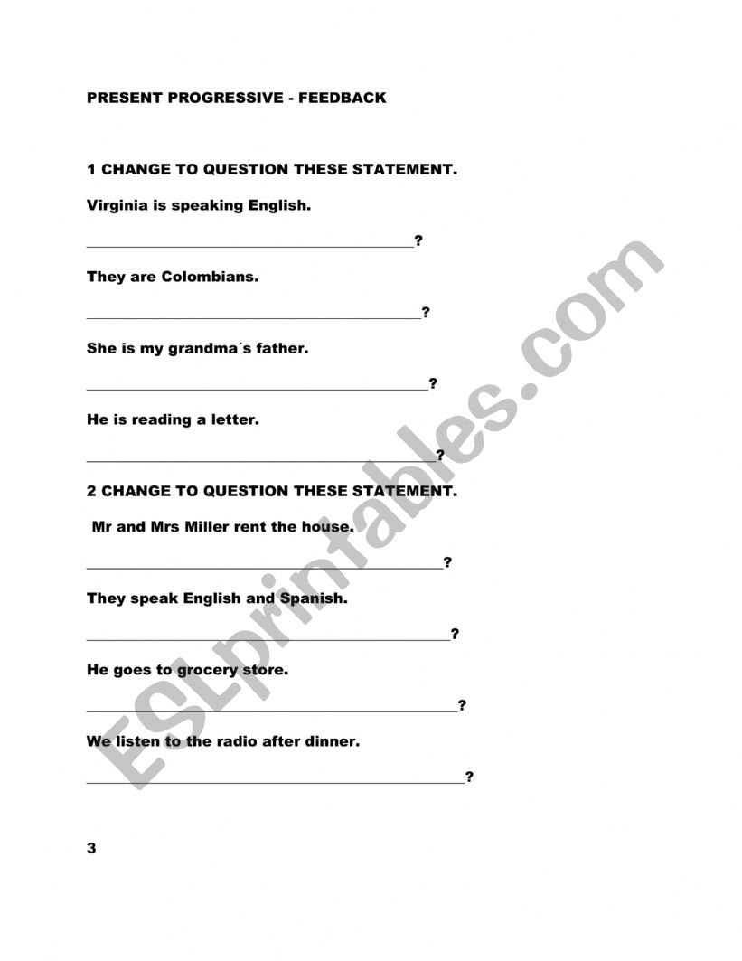 PRESENT PROGRESSIVE worksheet