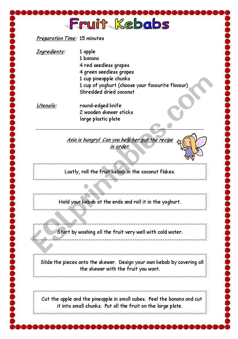 Fruit Kebabs worksheet