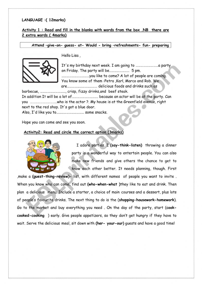 mid term test 2 8th forms  worksheet