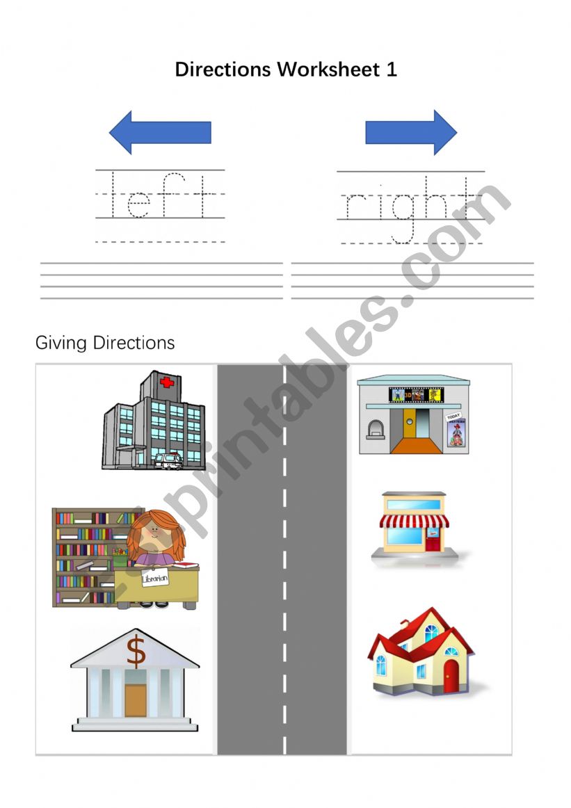 Places Directions 1 worksheet