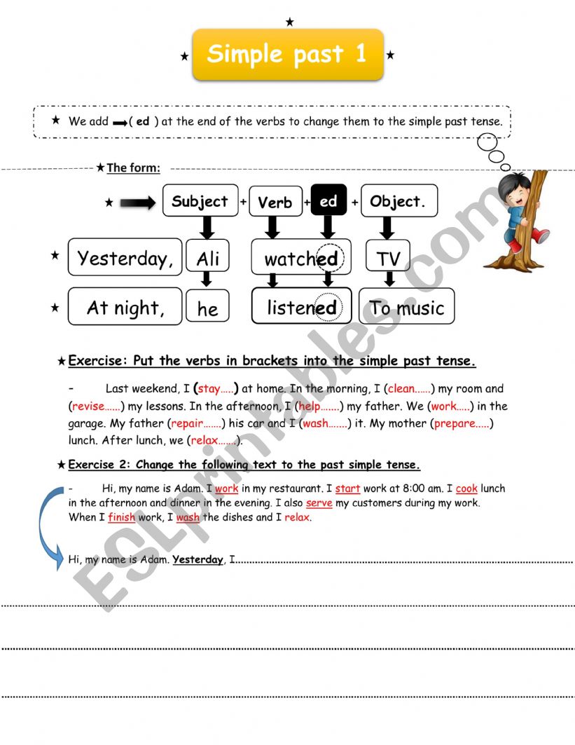 Simple Past  + Exercises  worksheet