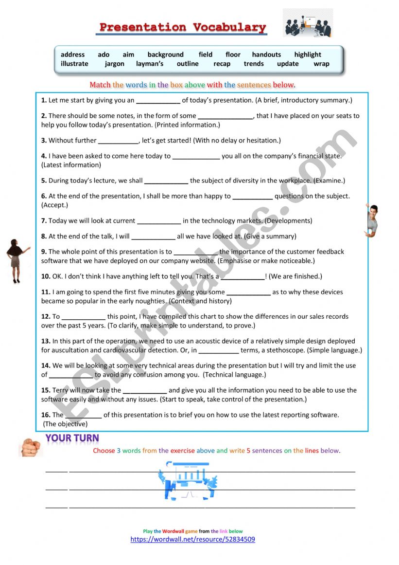 Presentation Vocabulary  worksheet