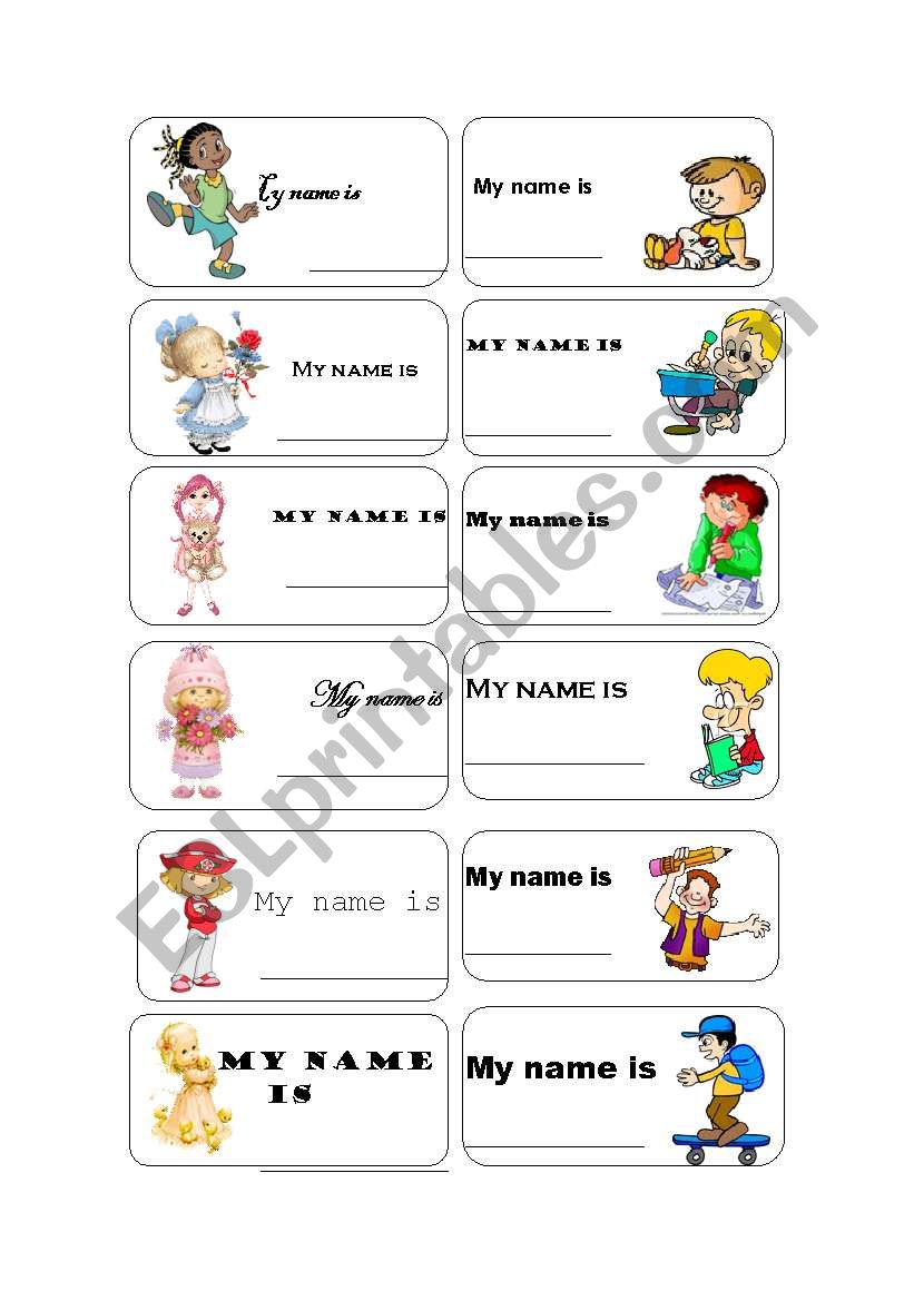 Name tags worksheet