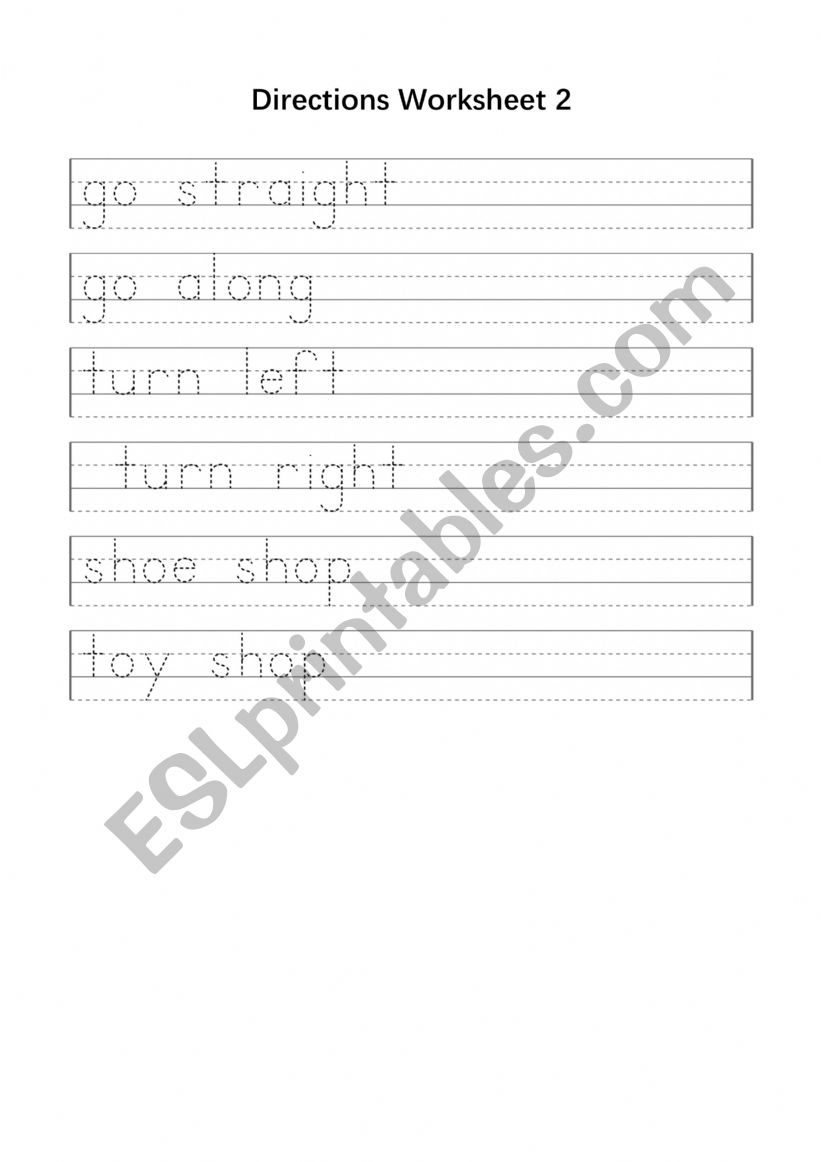 Places Directions 2 worksheet