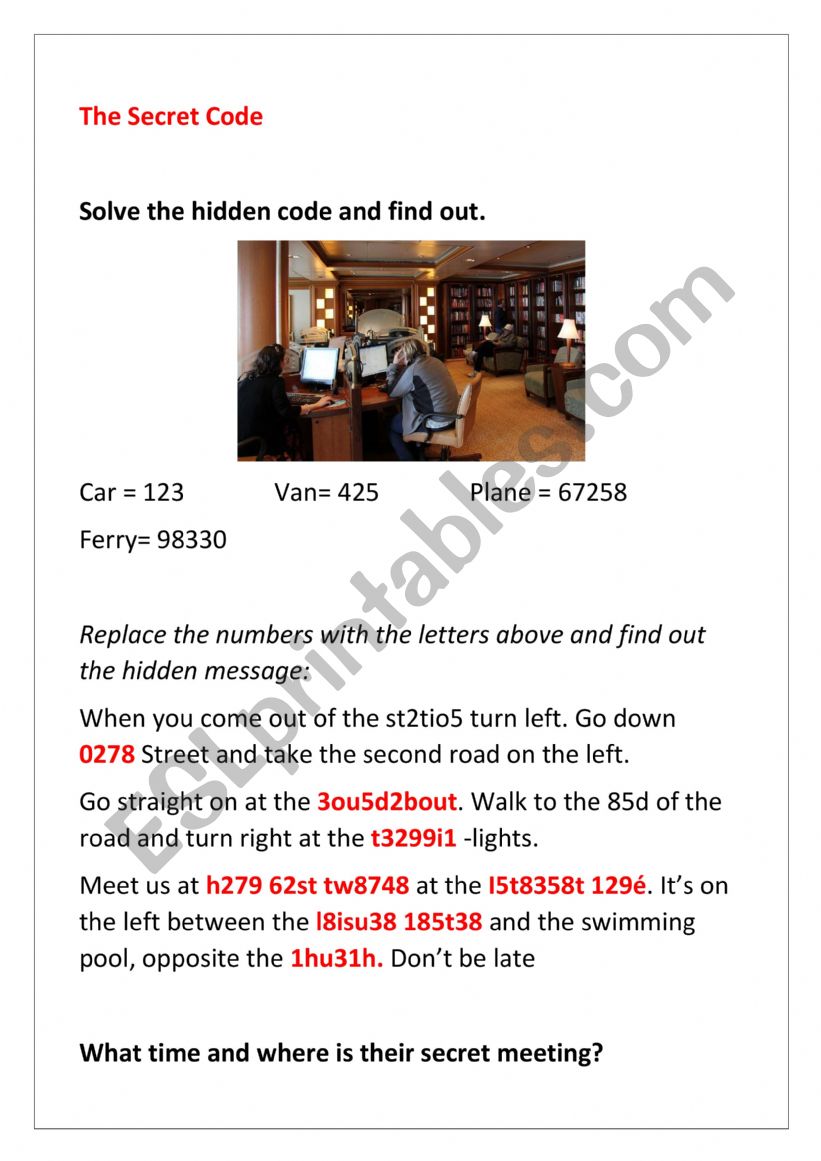 The secret code worksheet