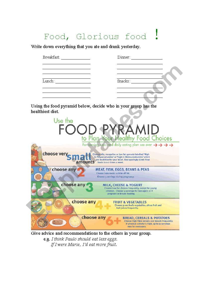 Food, Glorious Food (Adults) worksheet