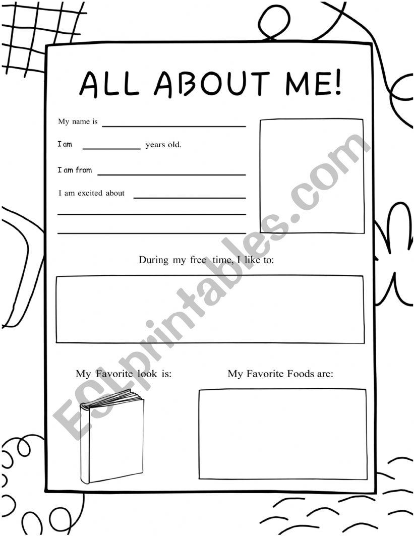 All About Me worksheet