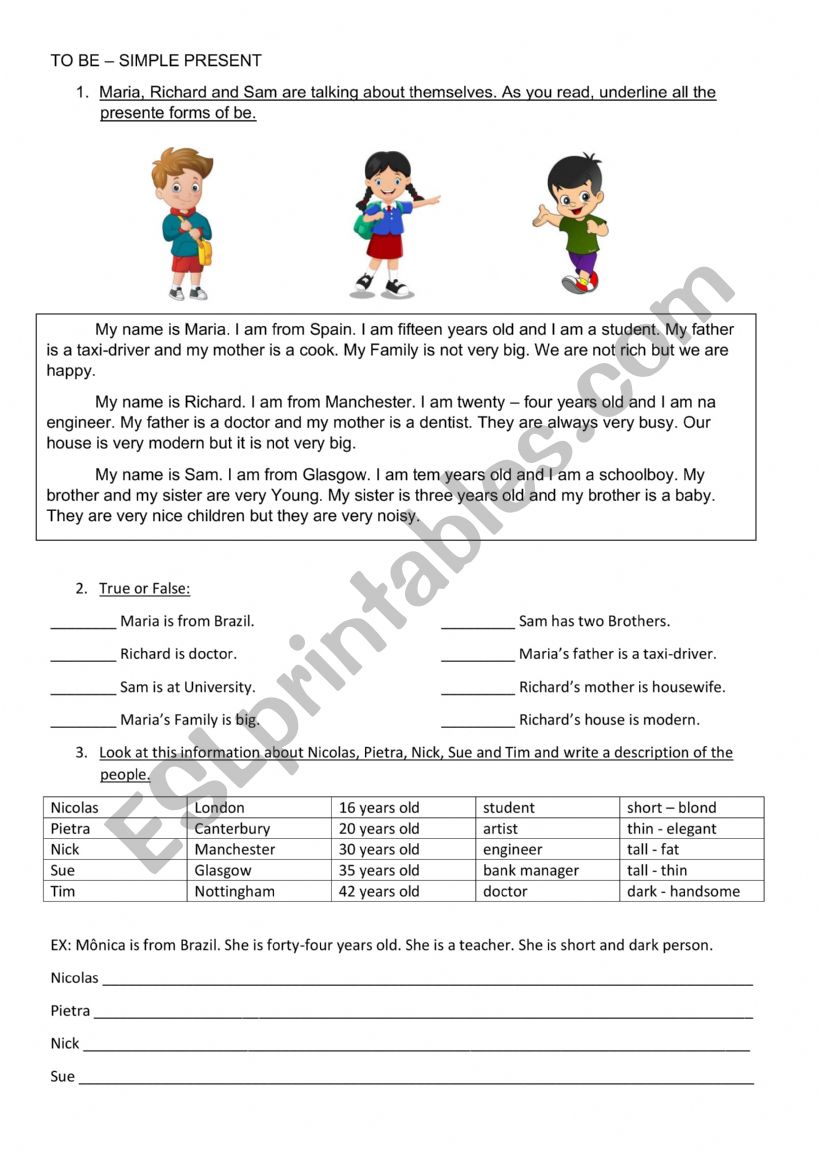 To be - Simple Present worksheet