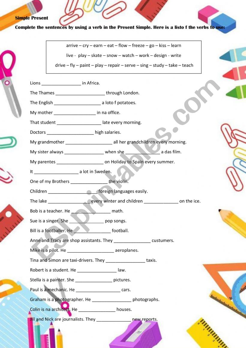 Simple Present worksheet