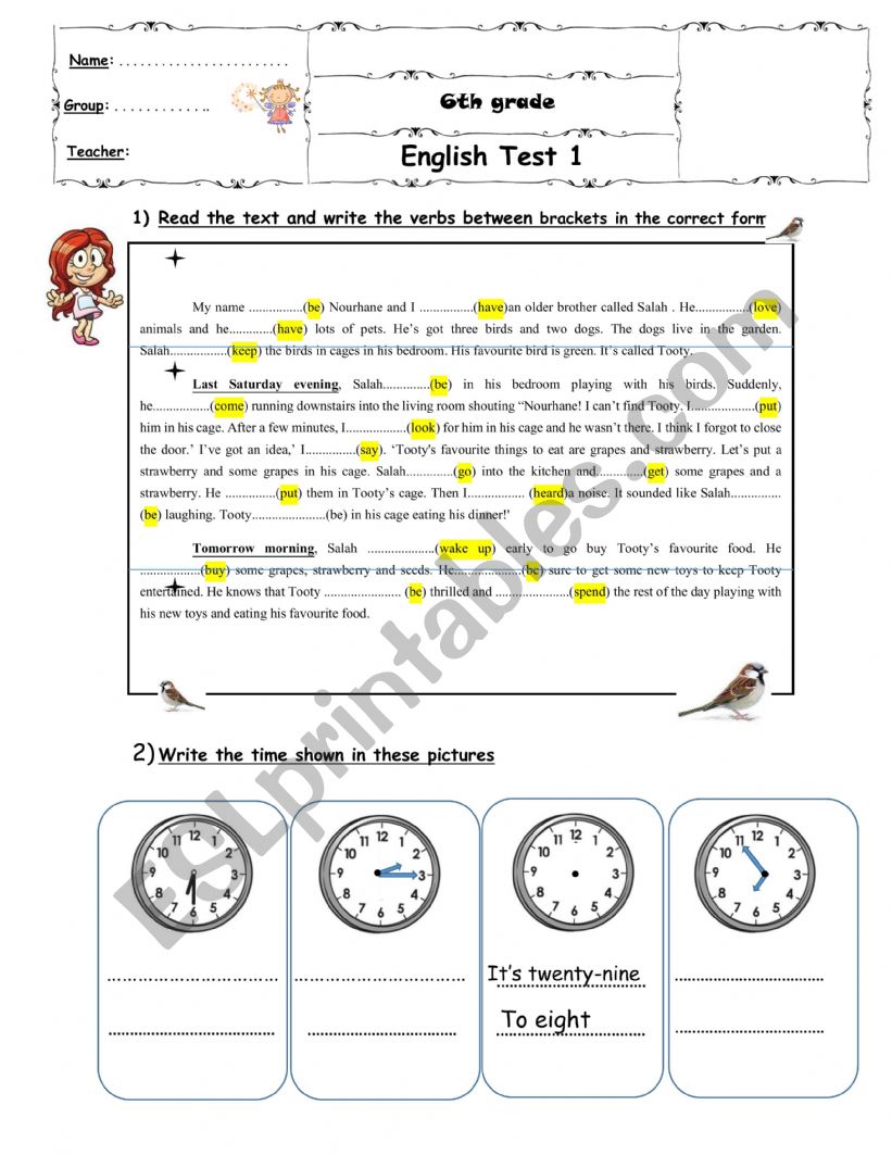 Primary school Exams: 4th - 5th - 6th grades. 