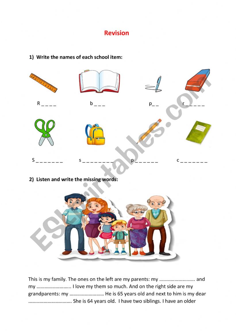revision  worksheet