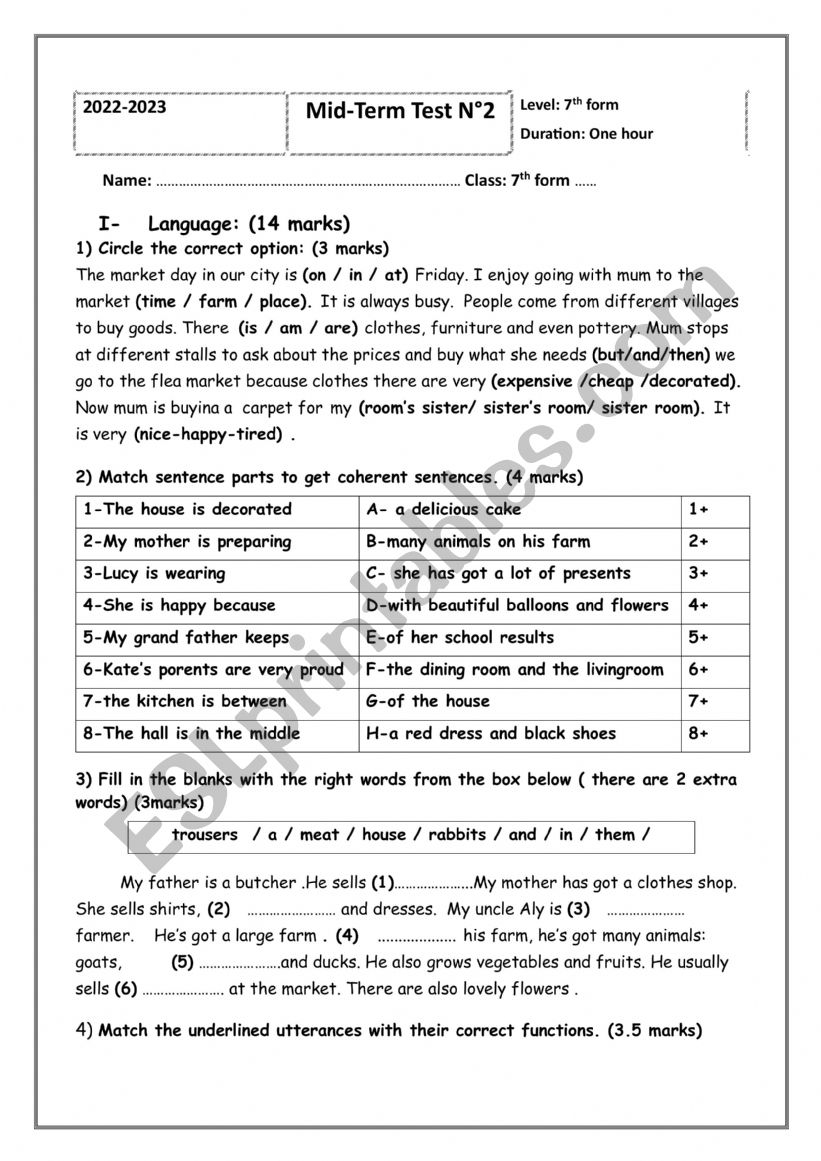 mid term test 2 worksheet