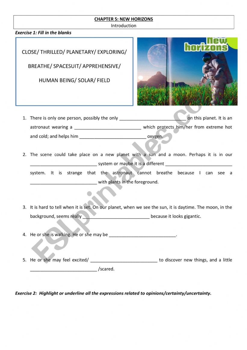 NEW HORIZONS 1 worksheet