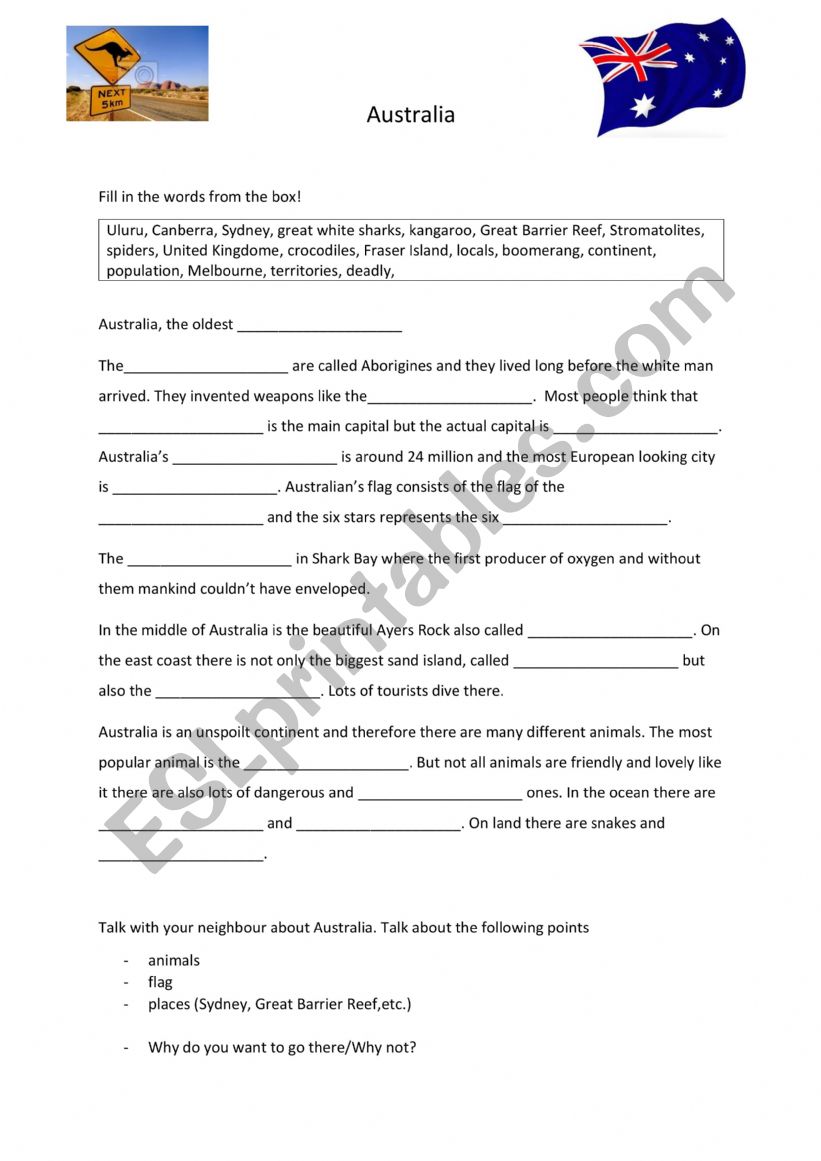 Australia  worksheet