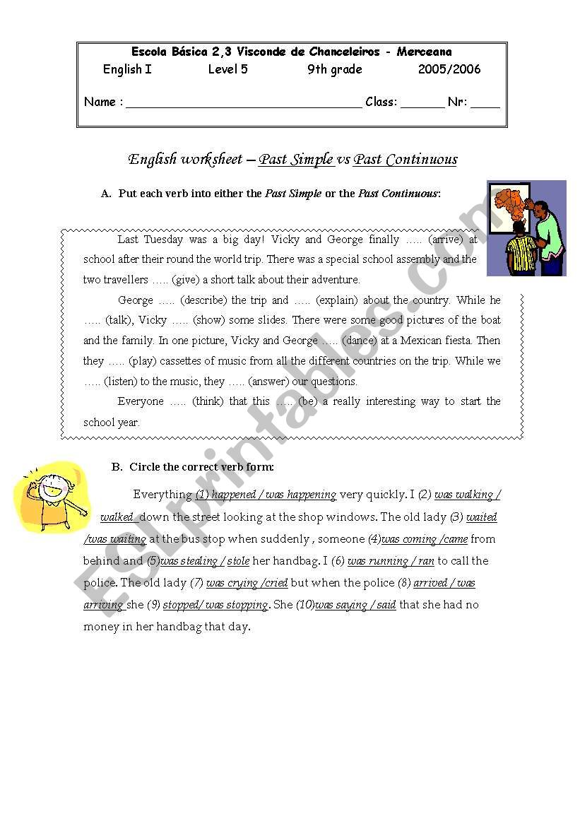 past simple vs past cont. worksheet