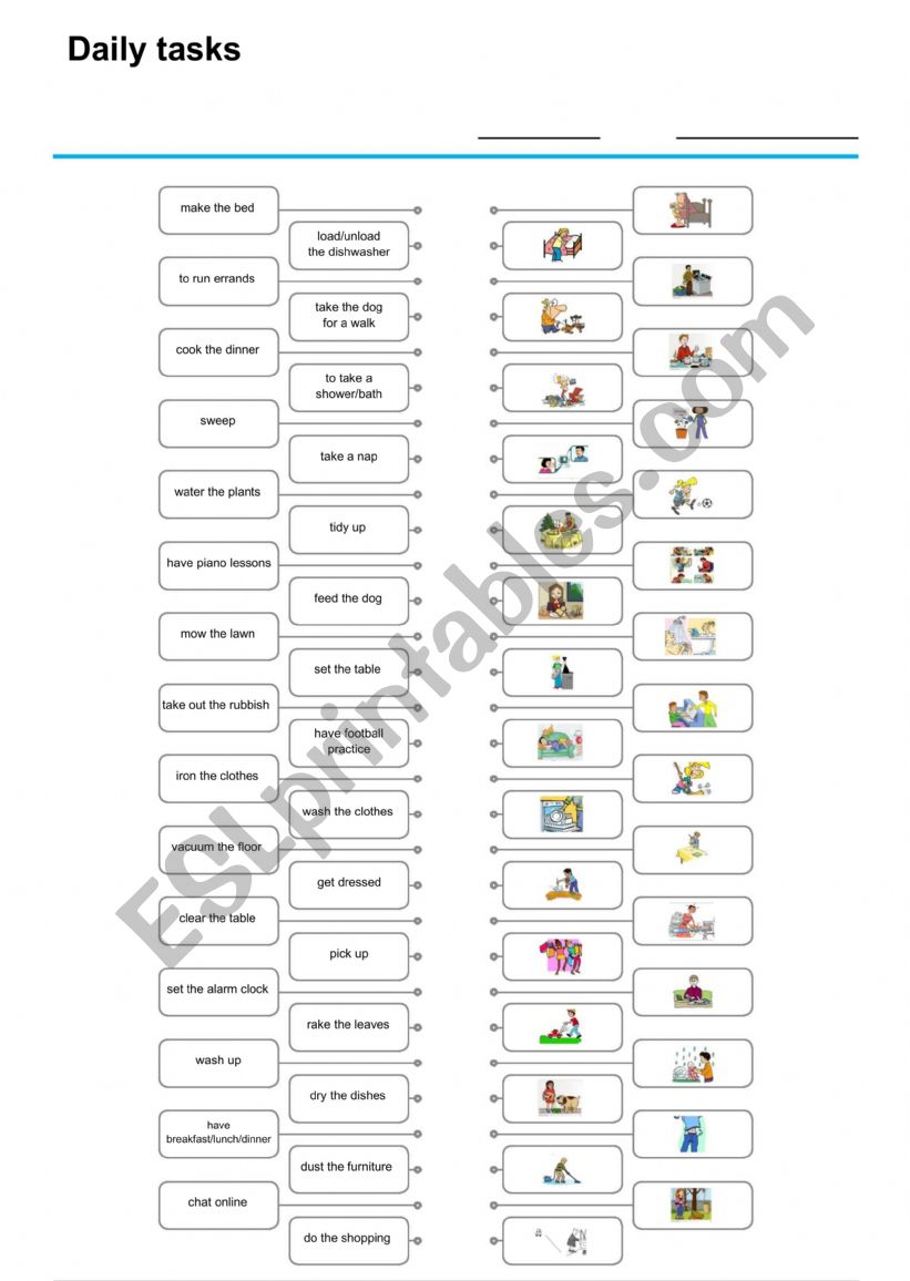 Daily tasks worksheet