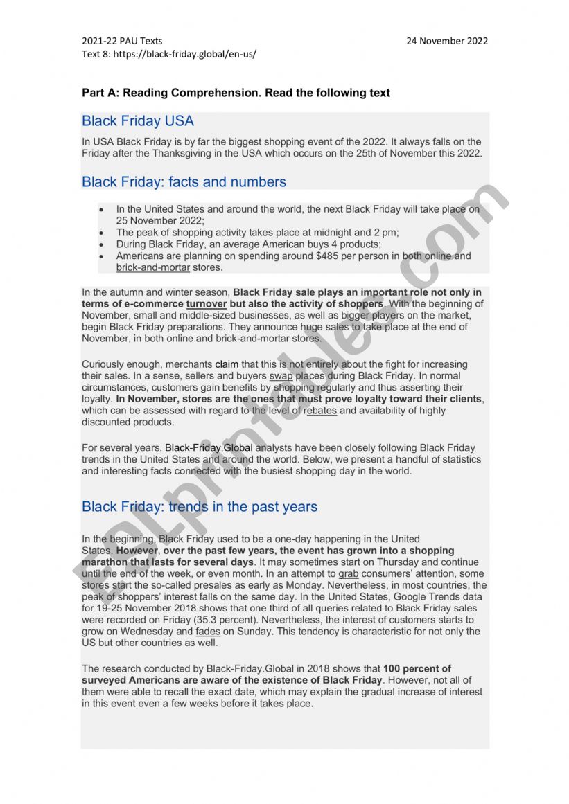 Black Friday worksheet