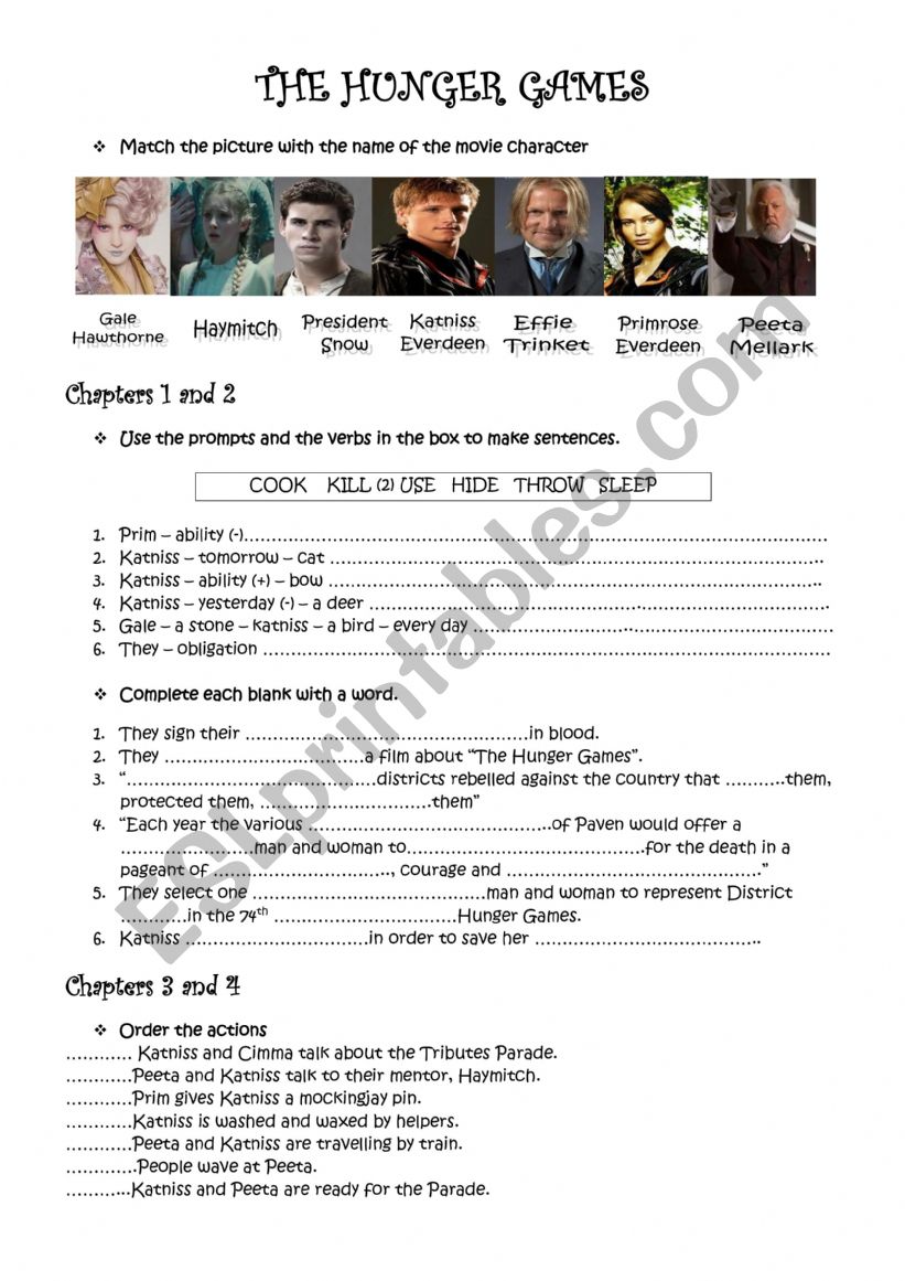 The Hunger Games - Movie Worksheet