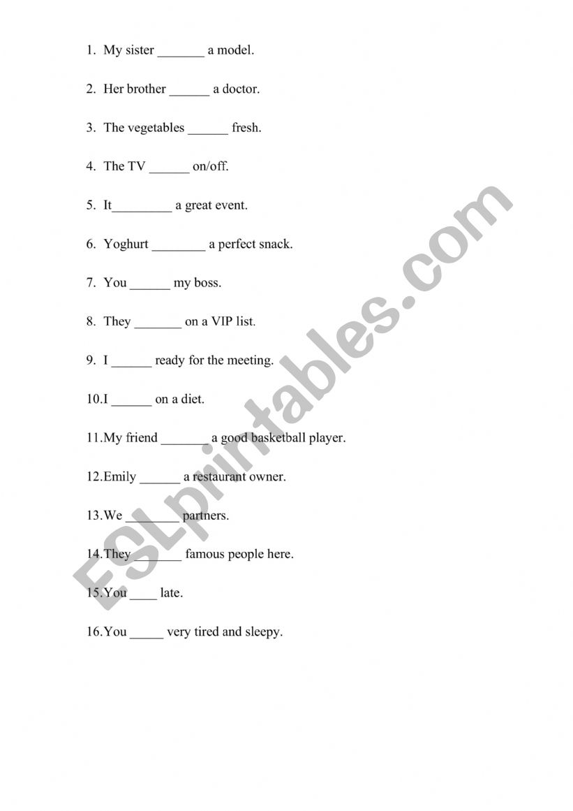 To be worksheet