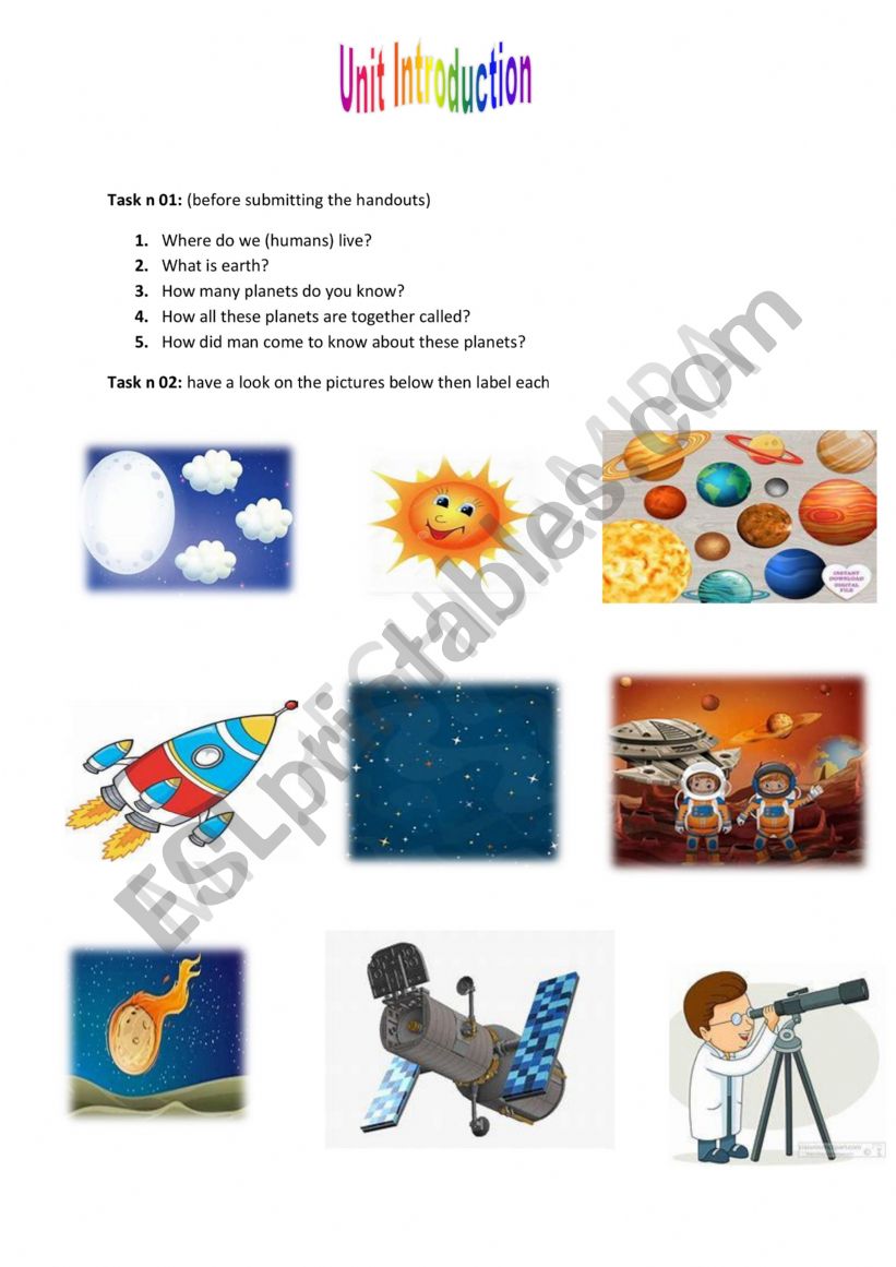 3rd year astronomy  worksheet