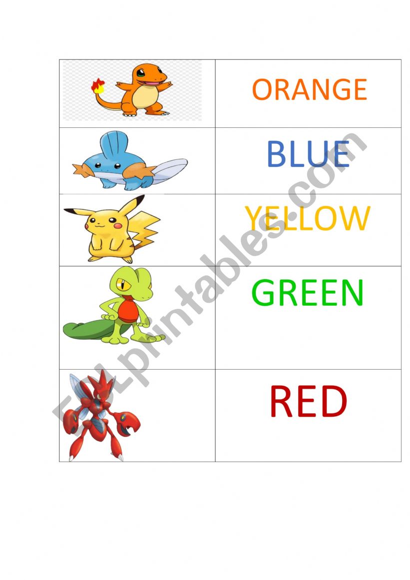 colours worksheet