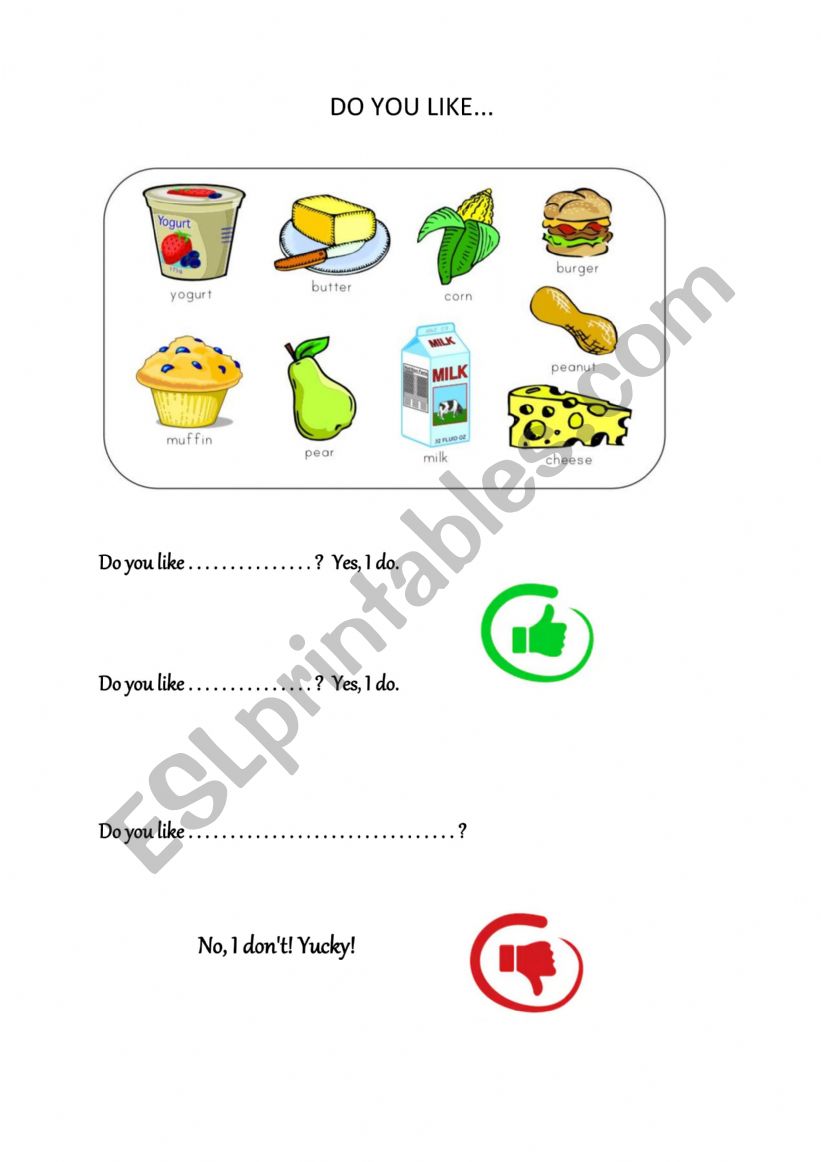 FOOD - DO YOU LIKE for kids worksheet