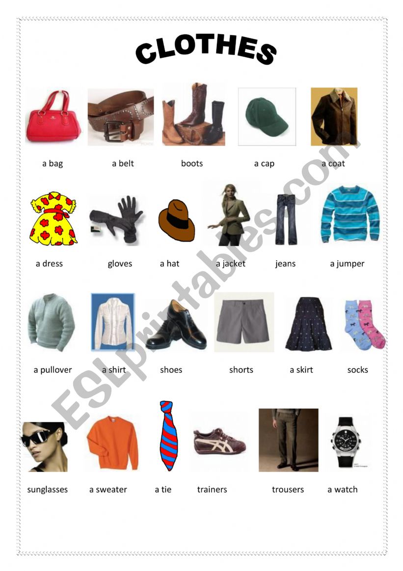 Clothes worksheet