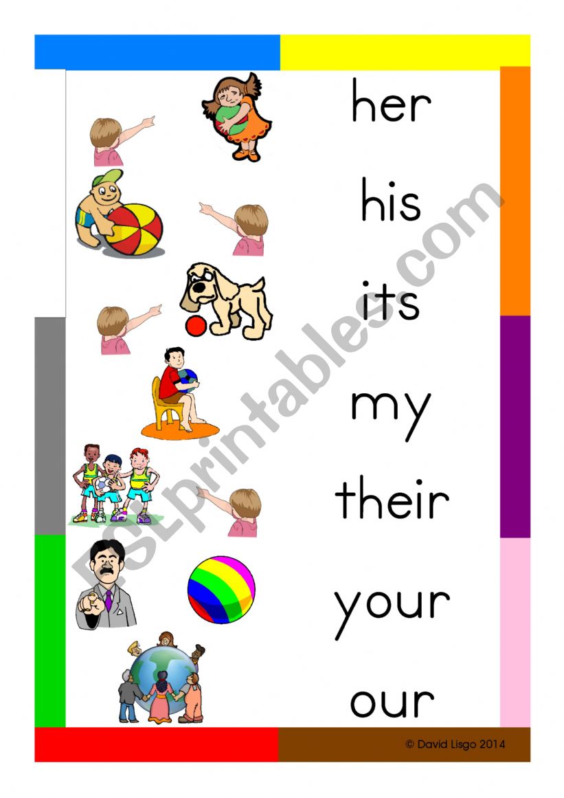 Possessive Adjectives Poster worksheet