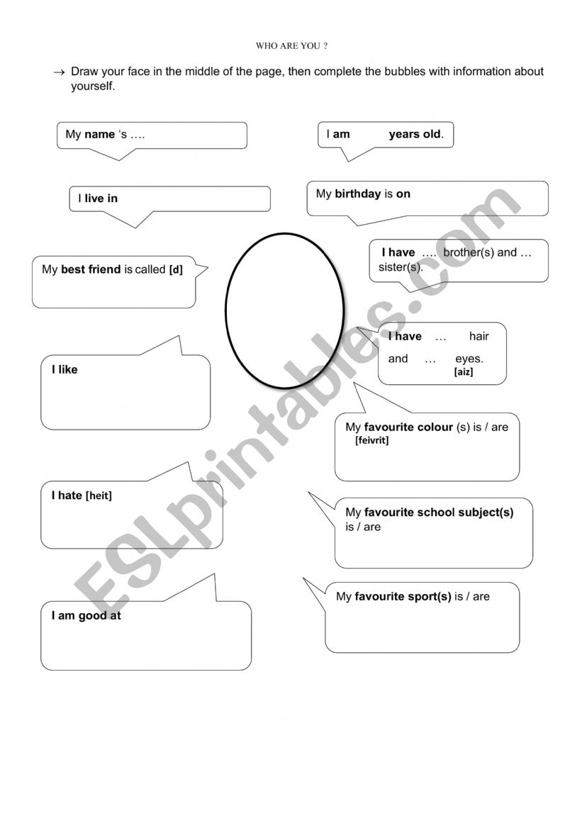 Who are you? worksheet