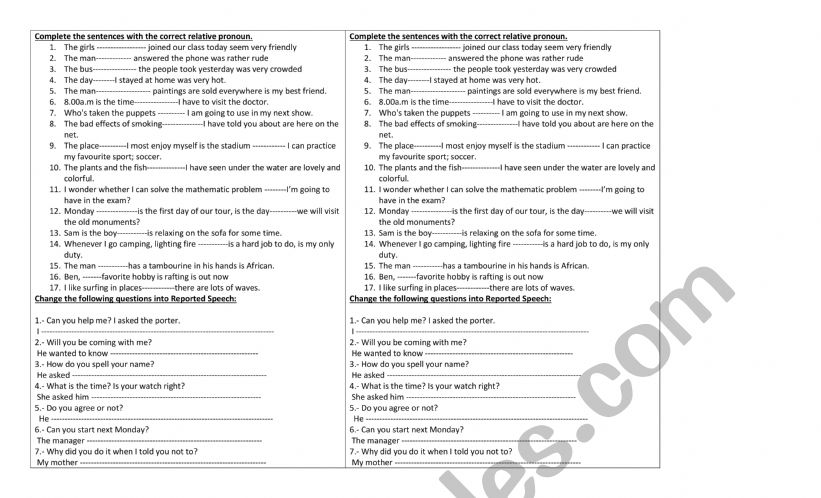 compound adj+ reported speech+relative pr