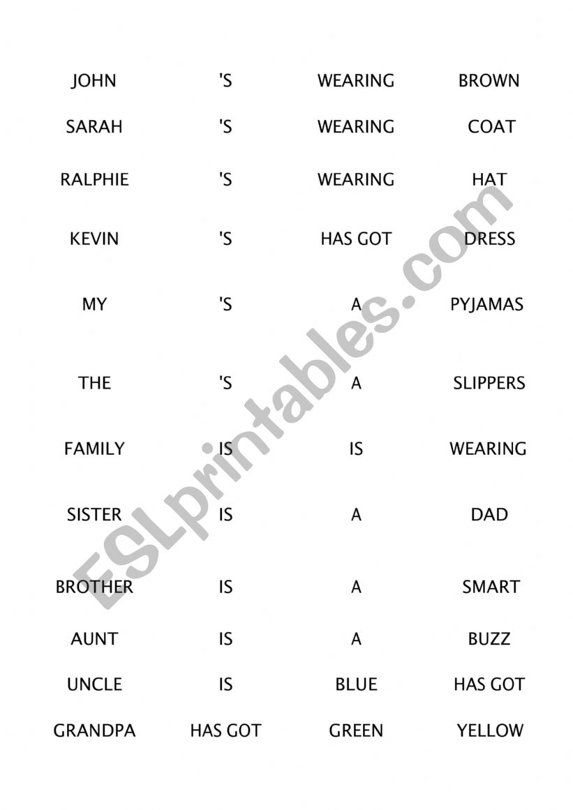 Sentence scrabble- Possessives