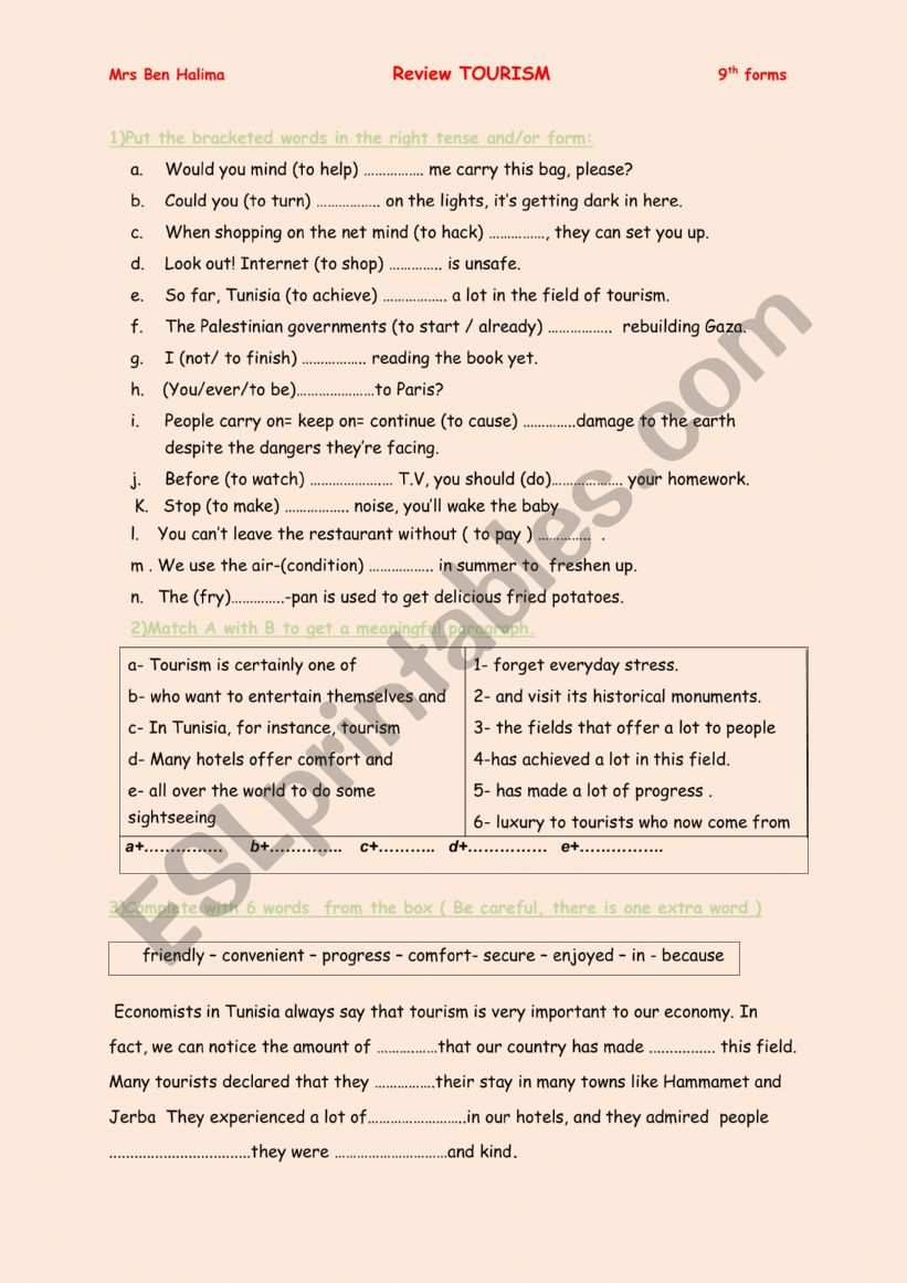 TOURISM Module 4 Lesson 3 9th forms