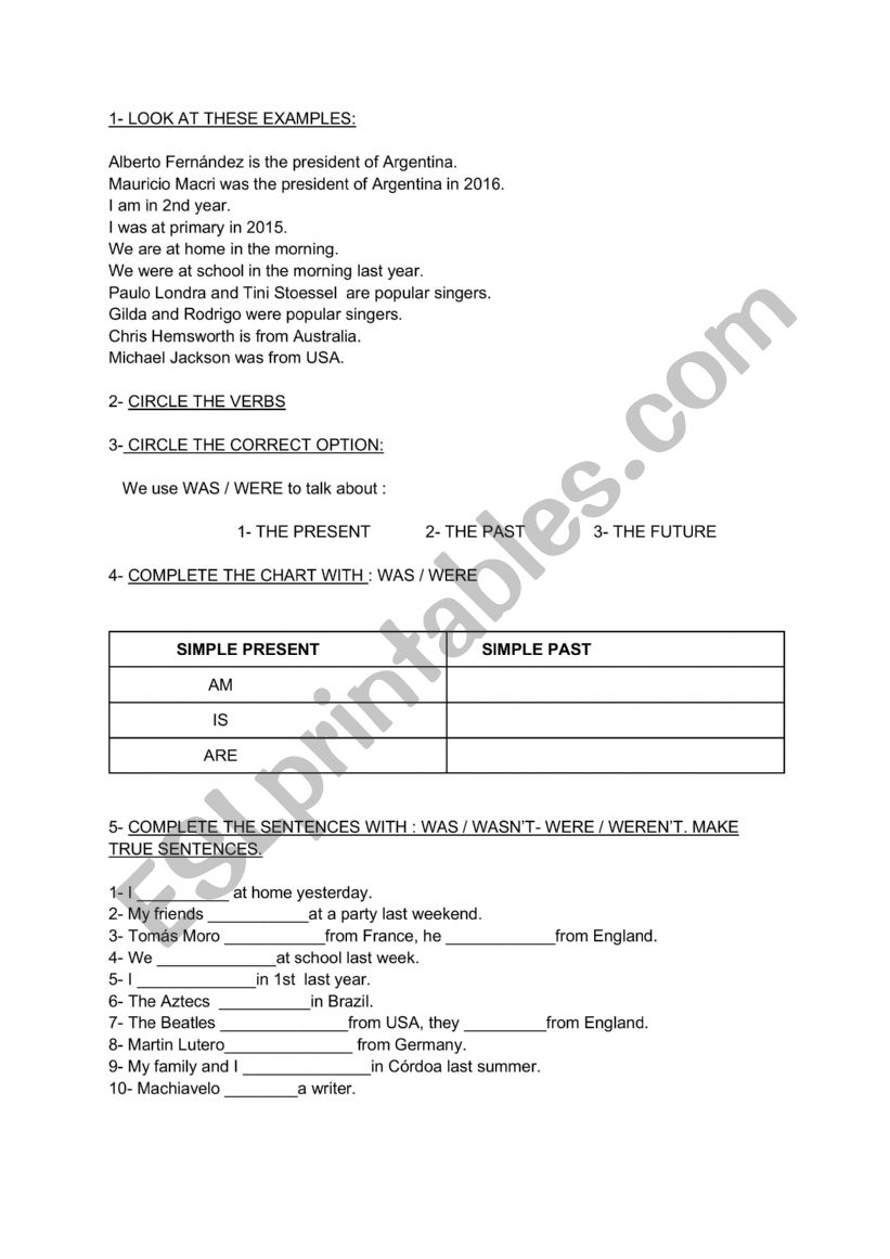 Simple past verb 