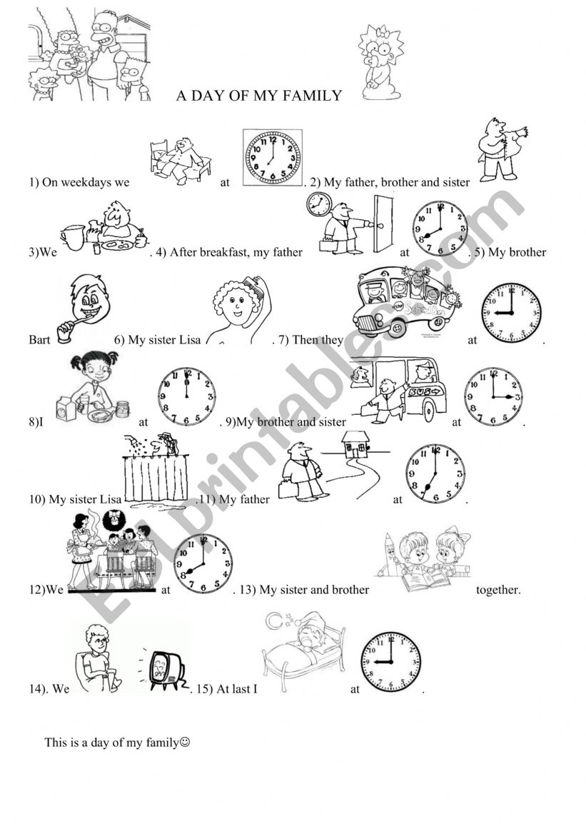 maguie simpsons family day worksheet