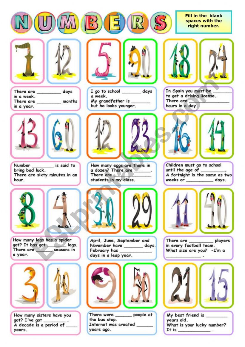 Numbers worksheet