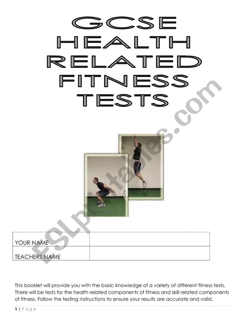 Health and fitness worksheet
