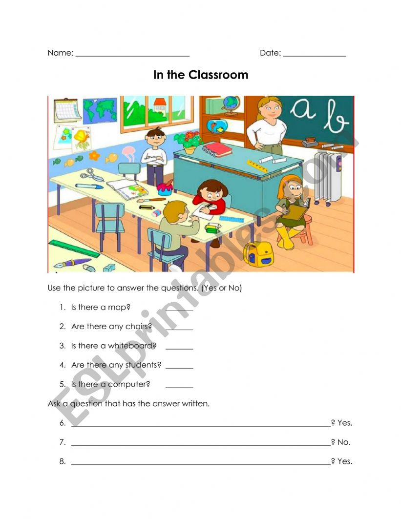 In the Classroom worksheet