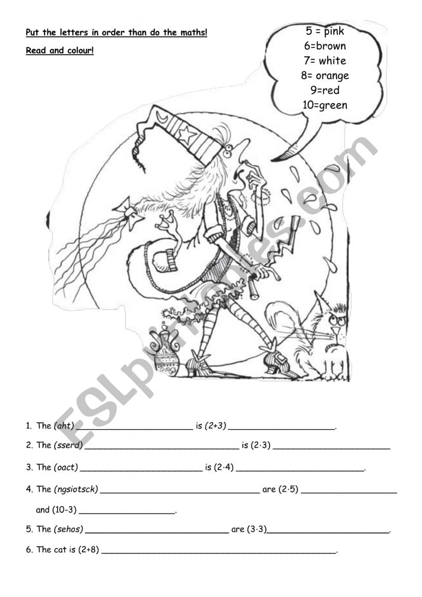 Winnie the witch colouring worksheet