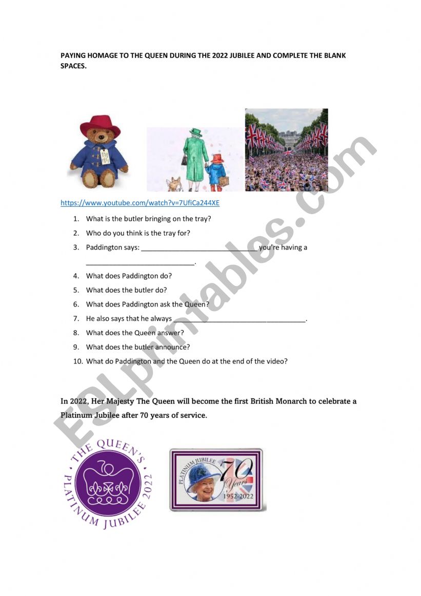 Platinum Jubilee worksheet