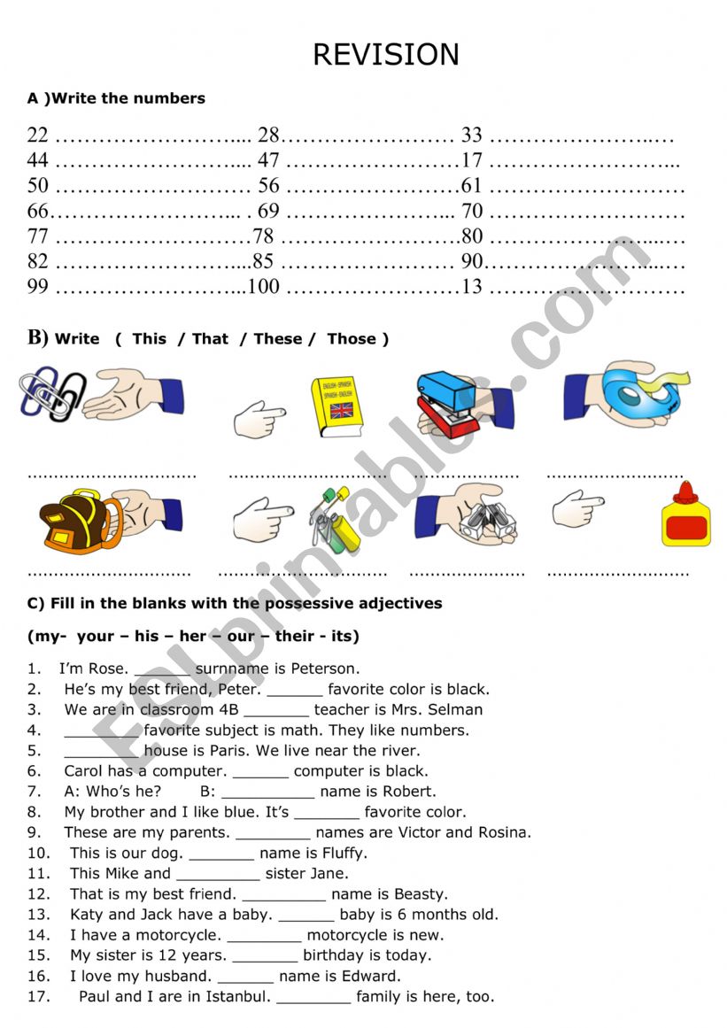 GRAMMAR  REVISION worksheet