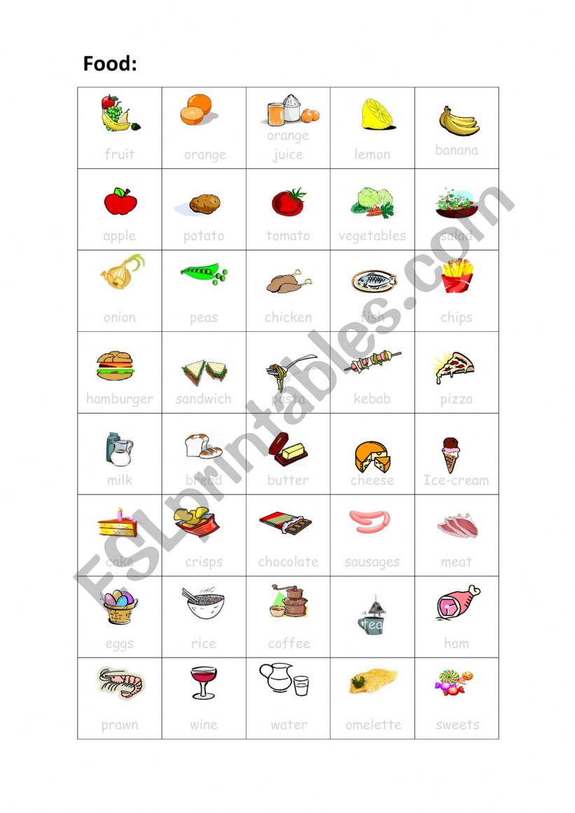 Food worksheet