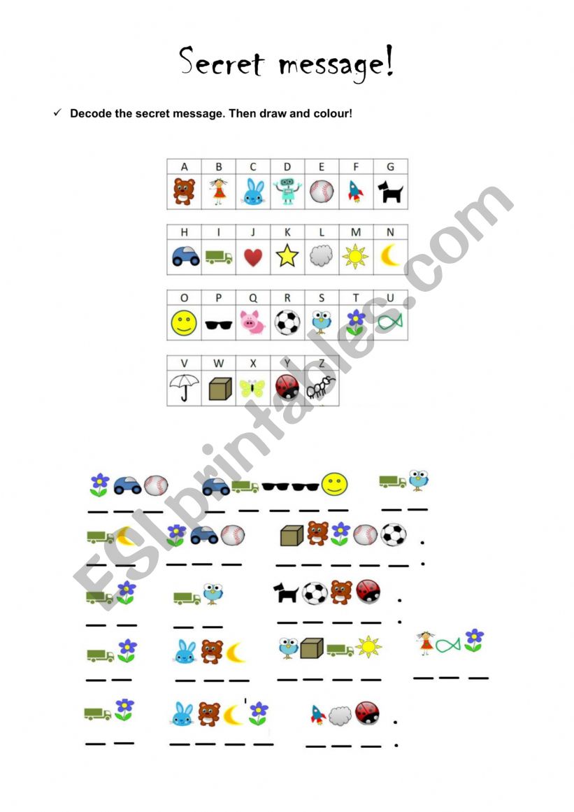 Secret message worksheet