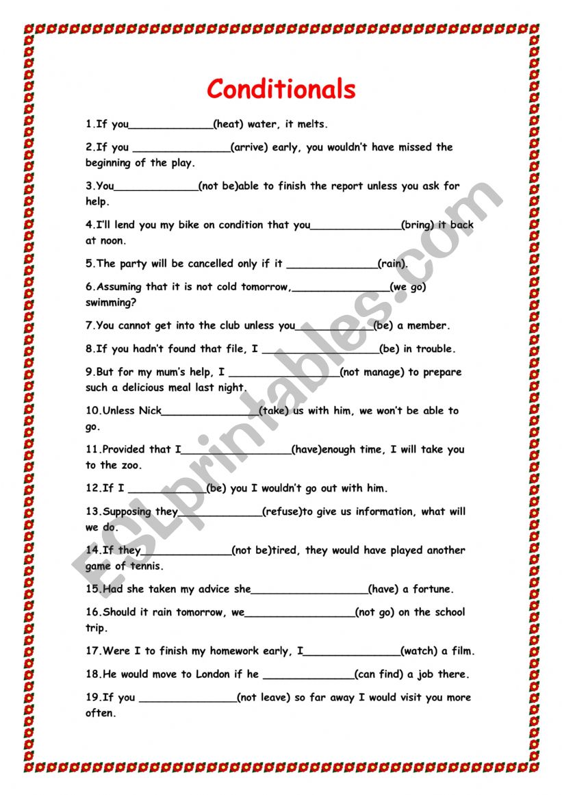 conditionals worksheet