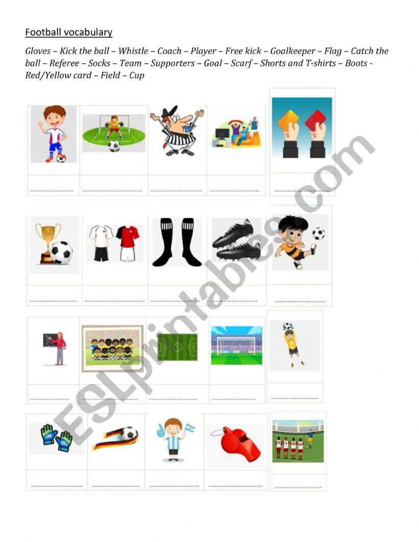 football vocabulary worksheet