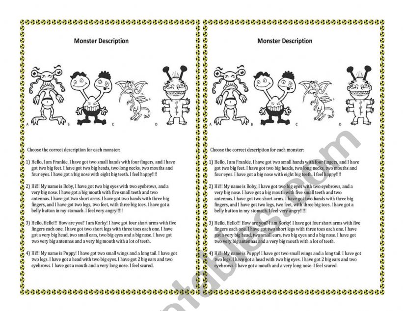 Have has con mosntruos worksheet