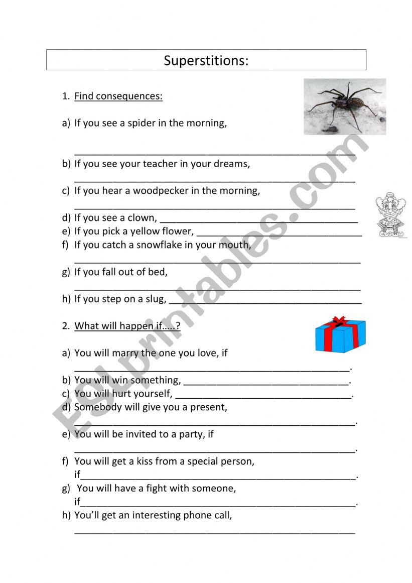 Superstitions worksheet