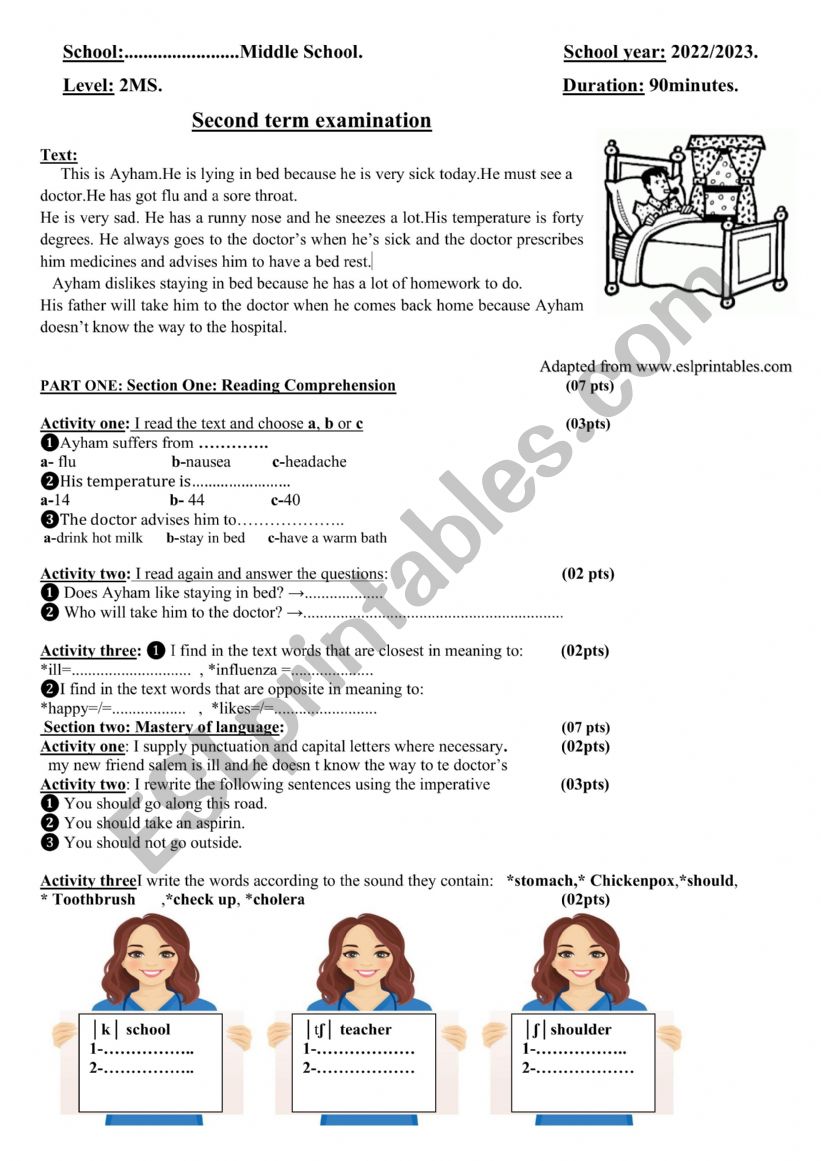 2ms second term examination worksheet