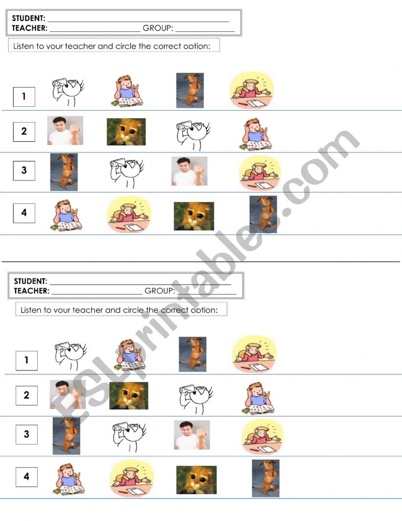 Classroom language worksheet