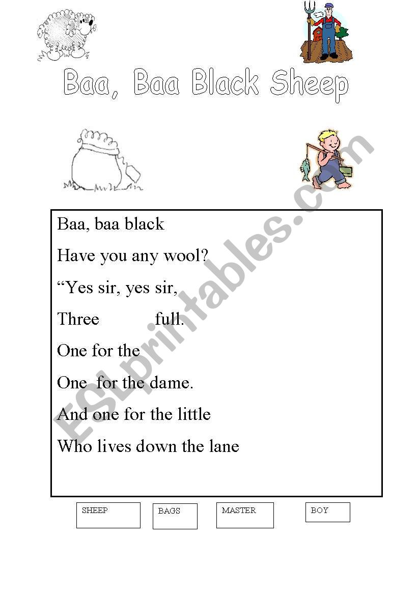 Baa baa sheep worksheet