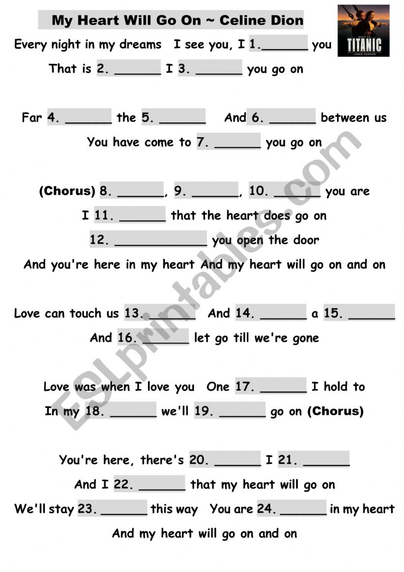 My heart will go on ~ Celine Dion  (Listening + Key)
